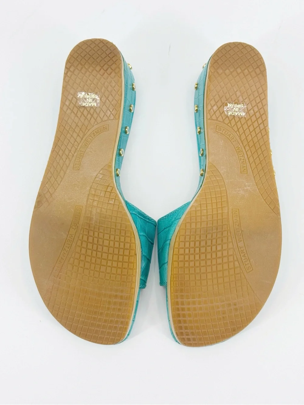 Stuart Weitzman Studded Genuine Leather Platform Mule Sandals